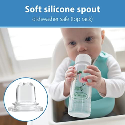 Dr. Brown's Narrow Sippy Spout Bottle, Flamingo & Bunny, 8 oz - Image 4