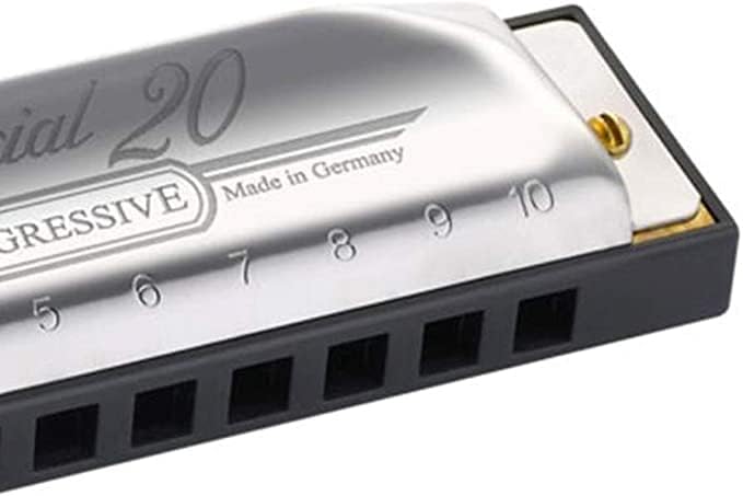Hohner Special 20 Harmonica - Key of E Flat Bundle with Carrying Case, Key Stickers, Harmonica Beginner Online Manual, and Austin Bazaar Polishing Cloth