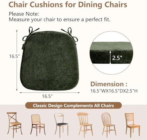 Chair Cushions for Dining Chairs, Washable Chair Pads, 2 Pack - Image 3