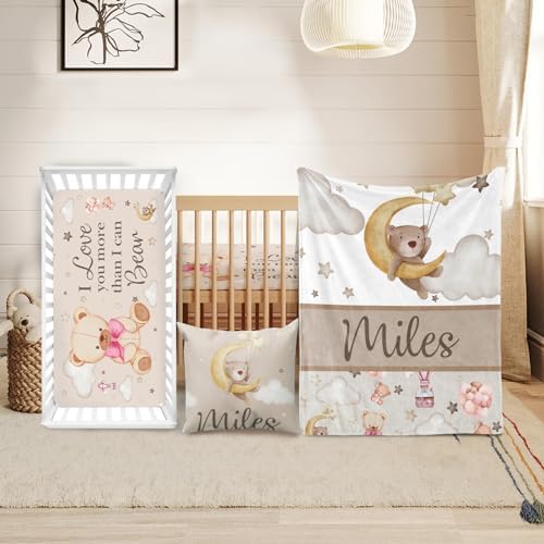 Custom Crib Bedding Set for Boys Gifts Moon Bear Design Color02 by Duckbe