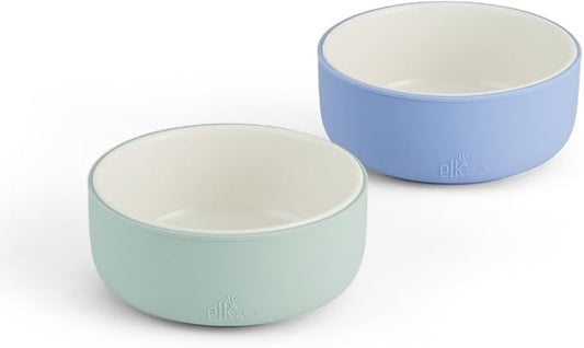 Elk and Friends Kids Porcelain Bowls with Silicone Sleeve | Kids/Toddler/Baby Feeding | Microwave & Dishwasher Safe | Non slip | Cereal/Soup/Snack Dishes & Dinnerware