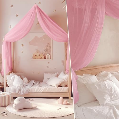 NICETOWN Pink Bed Canopy for Nursery, 1 Panel - Image 6