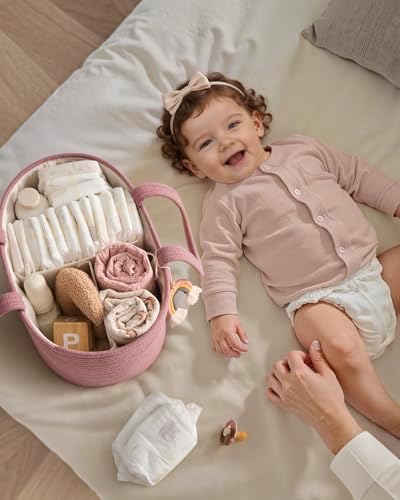 Blissful Diary Diaper Caddy Organizer, Woven Cotton Rope - Image 4