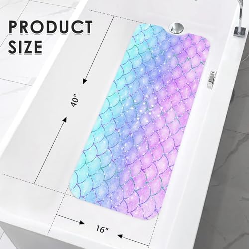 Bathtub Shower Mat 40X16 Inch, for Toddler, Mermaid Fish - Image 2