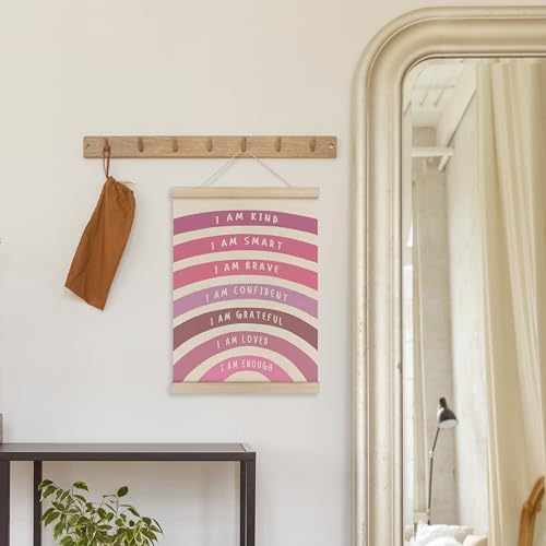 HRQKO Pink I Am Kind Smart Poster Hanger Frame, Boho Rainbow Classroom Wall Art - Image 4