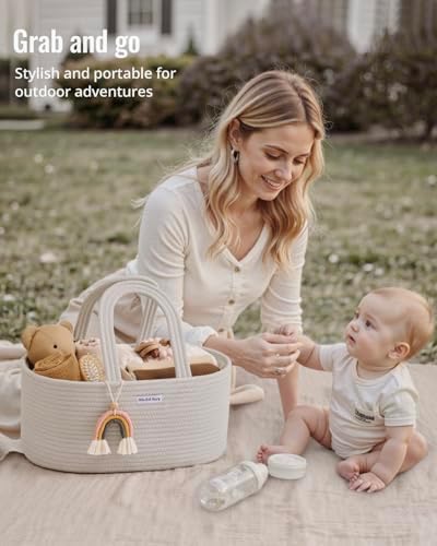 Blissful Diary Diaper Caddy Organizer, Woven Cotton Rope - Image 5