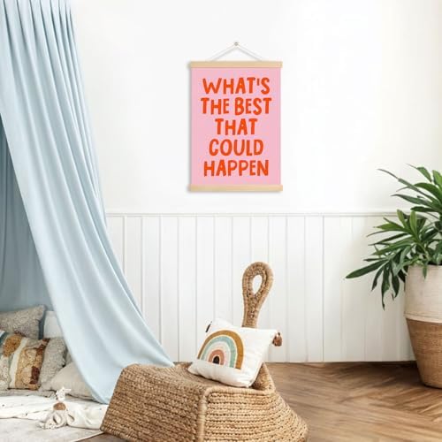 DNEULYR What's the Best That Could Happen Pink Preppy Wall Art Poster Framed - Image 3