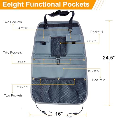 Car Seat Back Organizer with Multiple Storage Pockets, Universal Fit - Image 3
