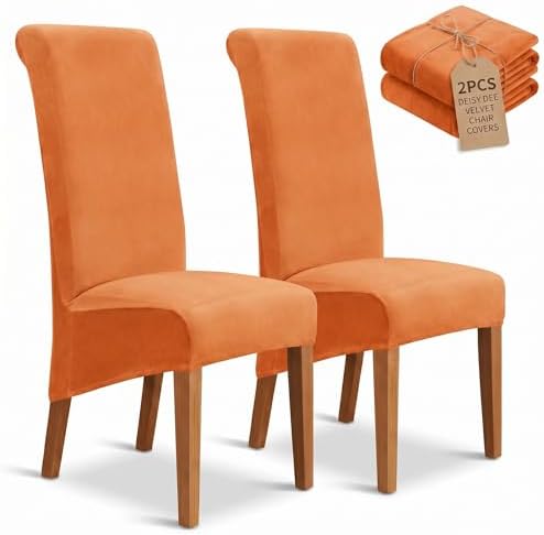 Deisy Dee Velvet Dining Chair Covers Set of 2, Extra Large XL Oversized Stretch by DeisyDee