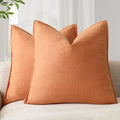 Foindtower Linen Solid Decorative Throw Pillow Covers 20x20 Dusty Orange by Foindtower