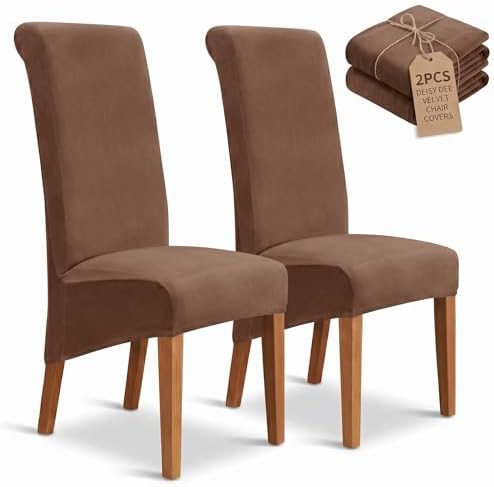 Deisy Dee Velvet Dining Chair Covers Set of 2, Extra Large XL Oversized Stretch by DeisyDee