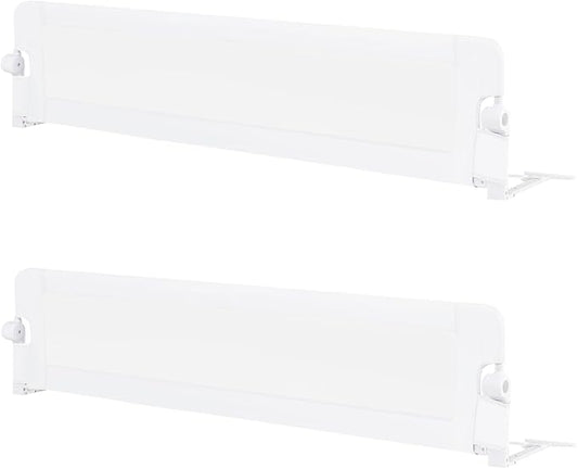 HONEY JOY Bed Rail for Toddlers, Extra Long, Foldable Portable Swing Down Safety Bed Guard Rail, Toddler Bed Rails for Crib, King Queen Full Twin Size Bed Mattress (White, 2 Pack, 71 Inch)