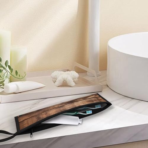 Rustic Wood Grain Print Reusable Travel Tableware Carrying Bag Storage Case - Image 5