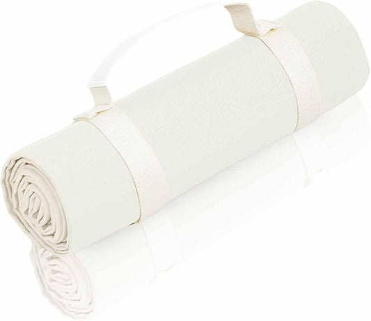 4’9” x 6’3” White Lightweight Water-Resistant Canvas Mat – Picnic, Outdoor, Beach, Park, Camping, Toy Mat