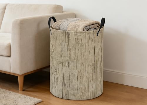 ESSME Kids Laundry Basket, Wood Hamper Collapsible Canvas Waterproof Storage Bin - Image 4