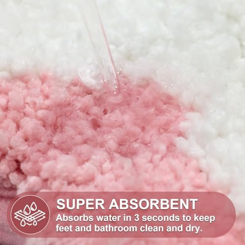 ORTIGIA Long Cute Scalloped Bathroom Rugs Runner, Fun Pink Plush Microfiber - Image 4