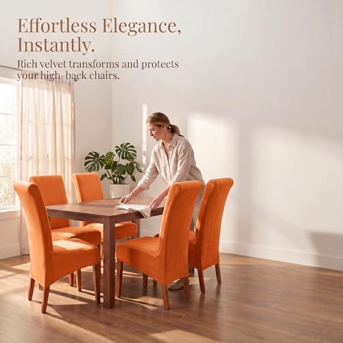 Deisy Dee Stretch XL/Oversized Extra Large Velvet Dining Room Chair Covers - Image 2