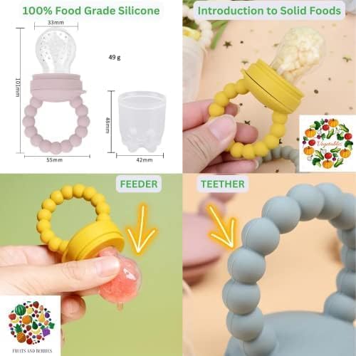 O'doe 17-Piece BPA-Free Silicone Baby Feeding Set | Thick & Soft Suction Plates, Baby Bowls, Wooden Fork & Spoon, and More | Make Mealtime Fun and Easy for Your Little One (Beige and Green, V3)