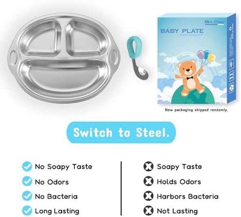 Stainless Steel Suction Baby Plate, Divided Toddler Plate - Image 3