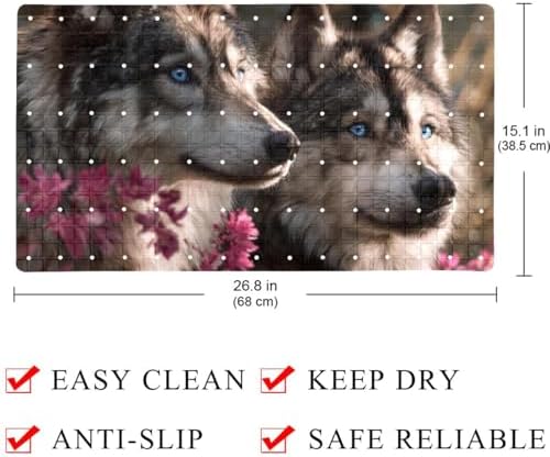 Bathtub Mat Non Slip 26.8x15.1In, Wolf Bath Mat - Image 4
