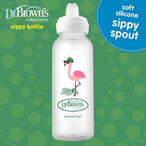 Dr. Brown's Narrow Sippy Spout Bottle, Flamingo & Bunny, 8 oz - Image 2