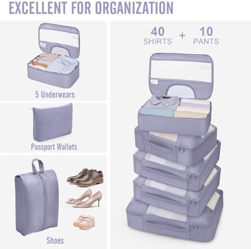 Veken 10 Set Packing Cubes for Travel Essentials, Suitcase Organizer Bags in 4 - Image 4
