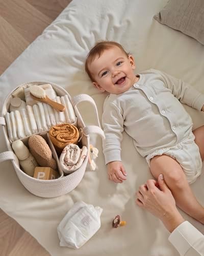 Blissful Diary Diaper Caddy Organizer, Woven Cotton Rope - Image 4