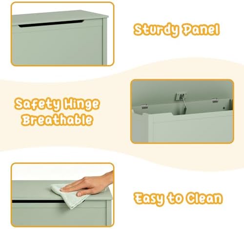Kids Toy Box Chest, Large Wooden Storage Trunk Bench - Image 4