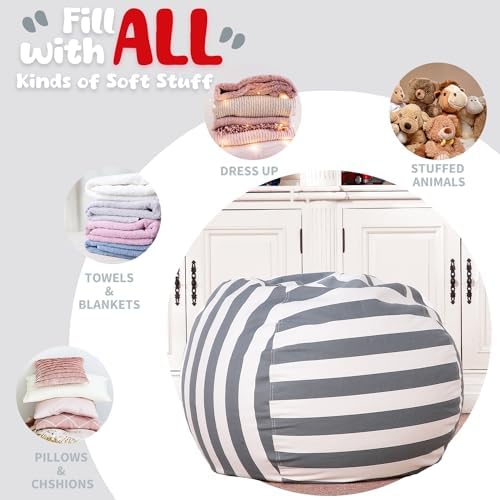 WEKAPO Stuffed Animal Storage Bean Bag Chair Cover - Image 5