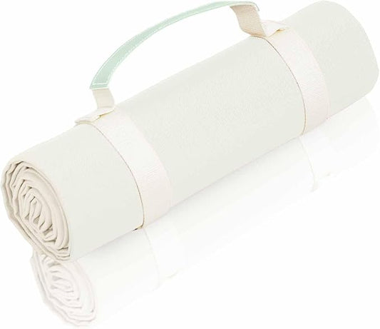 4’9” x 6’3” White Lightweight Water-Resistant Canvas Mat – Picnic, Outdoor, Beach, Park, Camping, Toy Mat