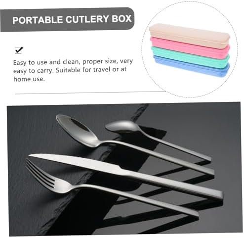 4pcs Travel Utensils Cutlery Case Portable PP Storage Box - Image 3