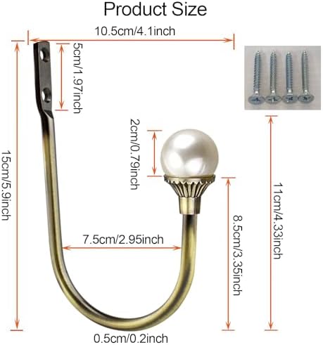 4 Pack Curtain Holdbacks Wall Mounted Curtain Tiebacks Hooks Plastic Pearl U - Image 2