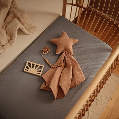 mushie Extra Soft Muslin Fitted Crib Sheet | 192 Thread Count | 28"x 52" - Image 3