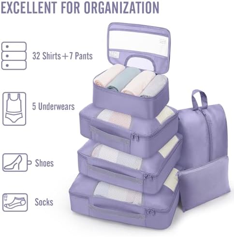 Veken 10 Set Packing Cubes for Travel Essentials, Suitcase Organizer Bags in 4 - Image 6