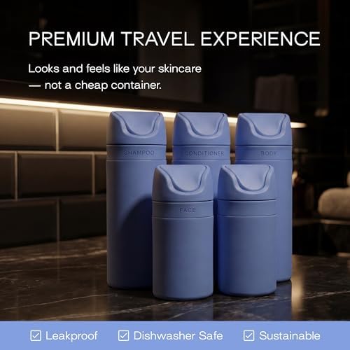 RIES Travel Bottles for Toiletries | Travel Size Containers | 5 Pack - Image 3