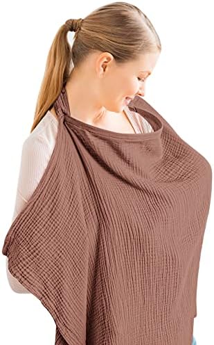 Konssy Muslin Nursing Cover for Baby Breastfeeding, Breathable 100% Cotton by Konssy