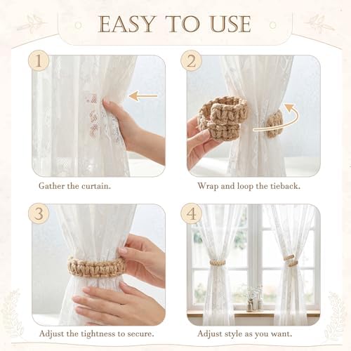 Boho Curtain Tiebacks, Braided Curtain Holdbacks - Image 7