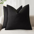 Foindtower Linen Solid Decorative Throw Pillow Covers 22x22 Inch Black by Foindtower