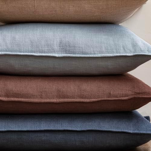 Foindtower Linen Solid Decorative Throw Pillow Covers 16x16 Inch Rust Red - Image 4