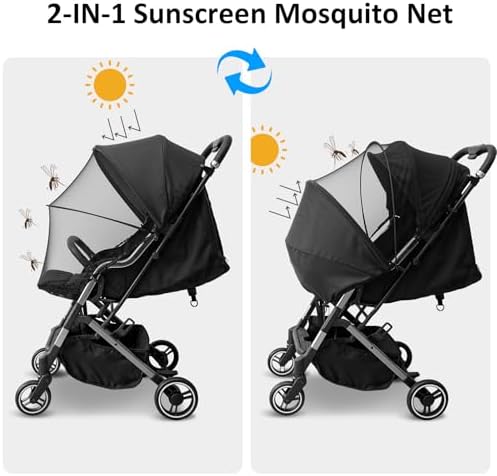 2-1 Stroller Sun Shade Cover & Mosquito Net, Universal Stroller Cover - Image 5