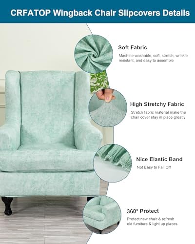 CRFATOP Wingback Chair Covers Stretch Armchair Slipcovers - Image 2