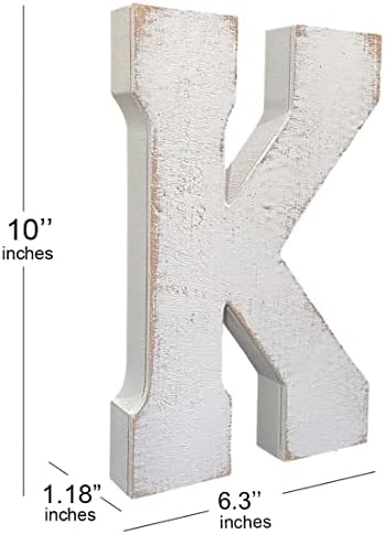 ABELOTS Large Distressed White Wash Alphabet Wall Decor Monogram Letter - Image 3
