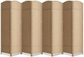 8 Panel Folding Room Divider, Woven Privacy Screen, Light Beige by cocosica