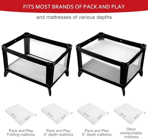 Waterproof Pack and Play Mattress Pad Sheets Fitted 2 Pack - Image 2