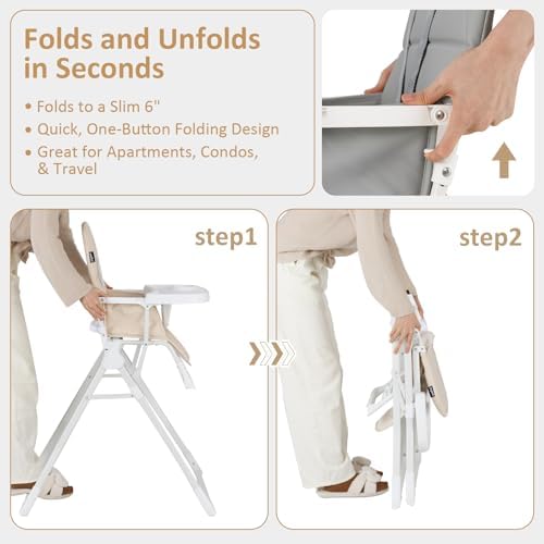 INFANS Baby High Chair, Quick Folding Portable Highchair - Image 3