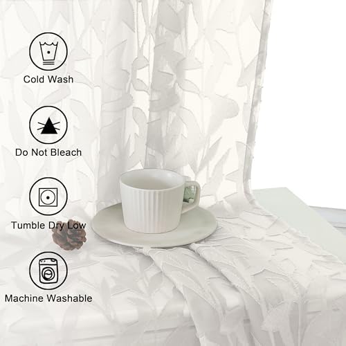 Lecloud Leia Sheer Ivory Window Curtains - Image 2