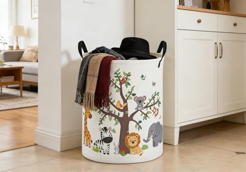 ESSME Kids Laundry Basket, Animal Hamper Collapsible Canvas Waterproof Storage - Image 4