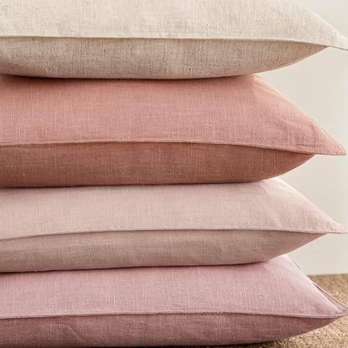 Foindtower Linen Solid Decorative Throw Pillow Covers 22x22 Inch Rose Pink - Image 7