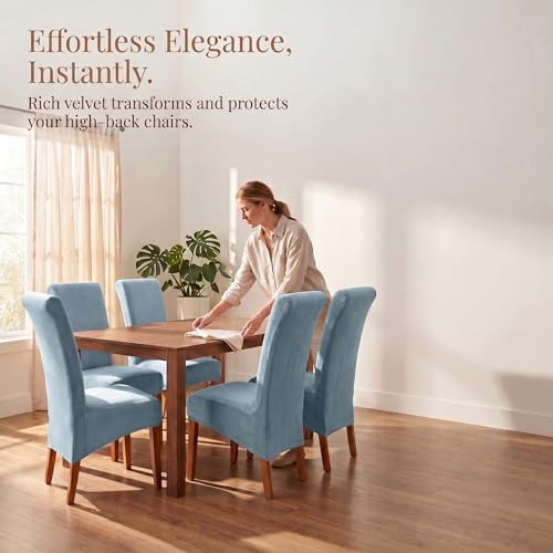 Deisy Dee Stretch XL/Oversized Extra Large Velvet Dining Room Chair Covers - Image 2