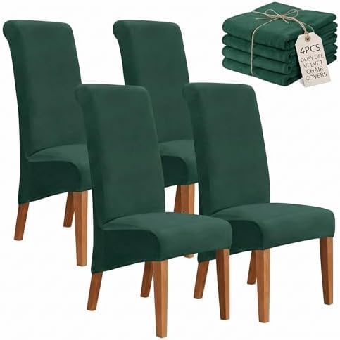 Deisy Dee Stretch XL/Oversized Extra Large Velvet Dining Room Chair Covers by DeisyDee
